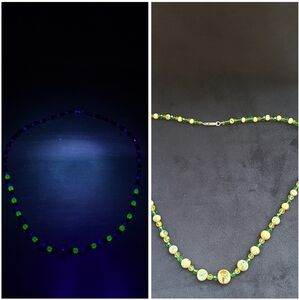 Vaseline glass uranium vintage necklace